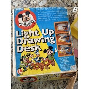 Vintage Mickey Mouse Club Lakesides Light Up Drawing Desk With Paper Stencils